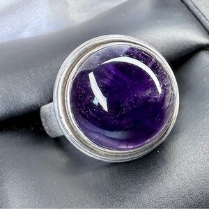 vtg Silver Amethyst Cabochon Ring